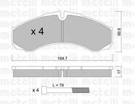 Комплект тормозных колодок, дисковый тормоз METELLI 22-0212-3
