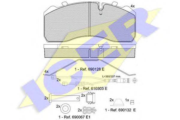 Комплект тормозных колодок, дисковый тормоз ICER 151254-120