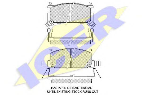 Комплект тормозных колодок, дисковый тормоз ICER 180585