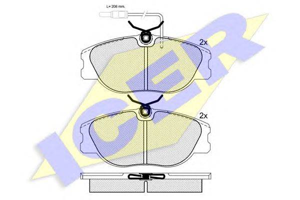 Комплект тормозных колодок, дисковый тормоз ICER 181033