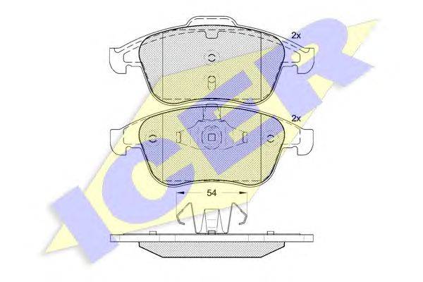Комплект тормозных колодок, дисковый тормоз ICER 181856
