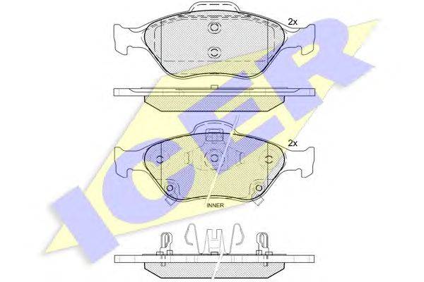 Комплект тормозных колодок, дисковый тормоз ICER 24023