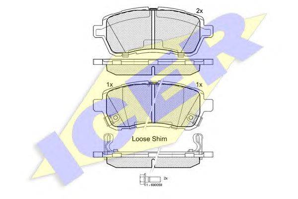 Комплект тормозных колодок, дисковый тормоз ICER 181881