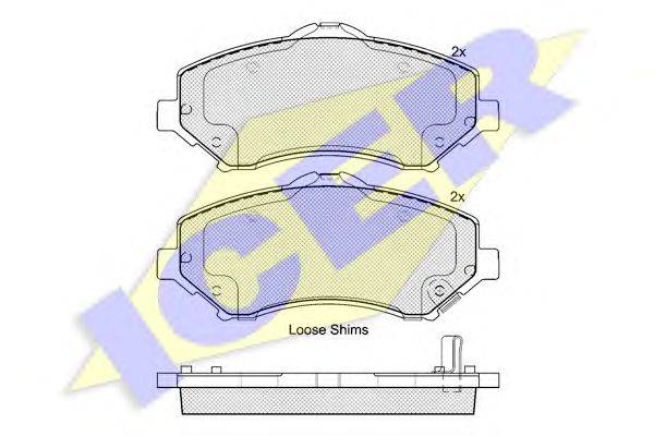 Комплект тормозных колодок, дисковый тормоз ICER 181908201