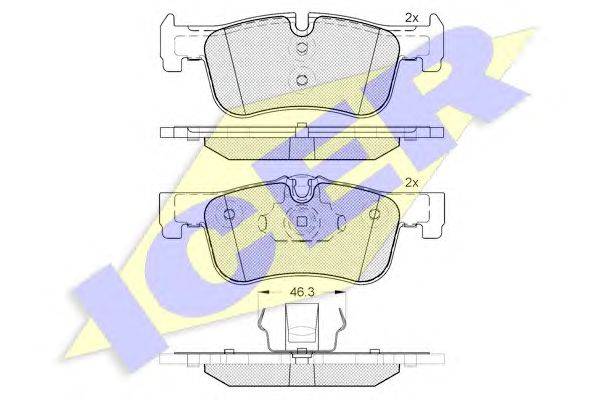 Комплект тормозных колодок, дисковый тормоз ICER 25015
