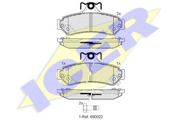 Комплект тормозных колодок, дисковый тормоз ICER 182078