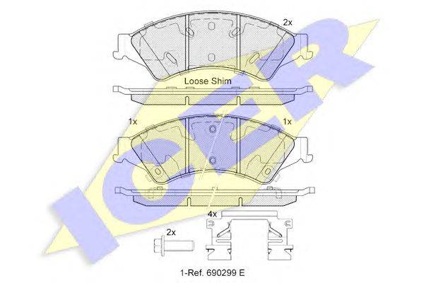 Комплект тормозных колодок, дисковый тормоз ICER 182109