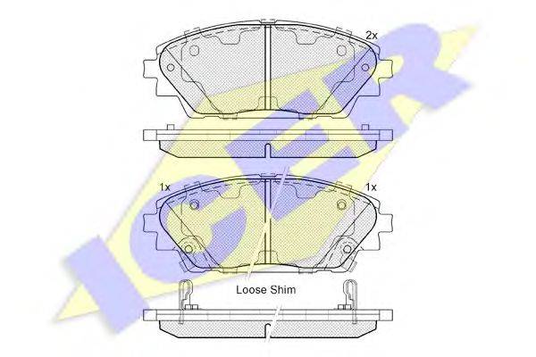 Комплект тормозных колодок, дисковый тормоз ICER 182171
