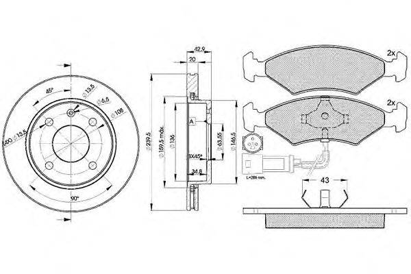 Комплект тормозов, дисковый тормозной механизм ICER 30410-1064