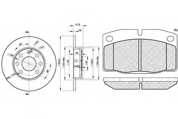 Комплект тормозов, дисковый тормозной механизм ICER 30454-6193