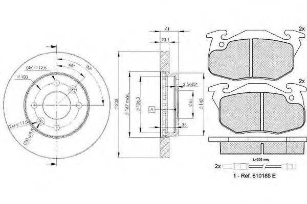 Комплект тормозов, дисковый тормозной механизм ICER 30633-6572