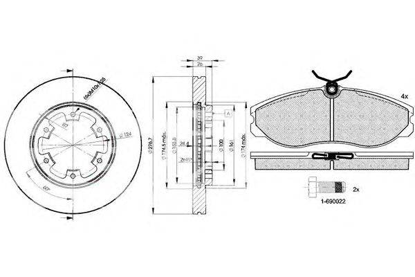 Комплект тормозов, дисковый тормозной механизм ICER 30933-3101