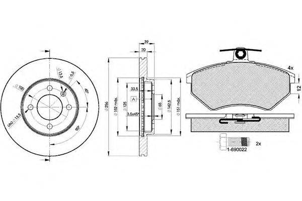 Комплект тормозов, дисковый тормозной механизм ICER 31011-3790