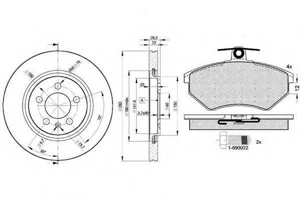 Комплект тормозов, дисковый тормозной механизм ICER 31012-5031