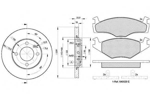 Комплект тормозов, дисковый тормозной механизм ICER 31048-5303