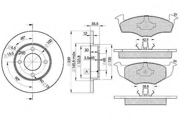 Комплект тормозов, дисковый тормозной механизм ICER 31119-3300