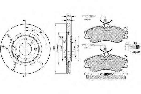 Комплект тормозов, дисковый тормозной механизм ICER 31136-4697