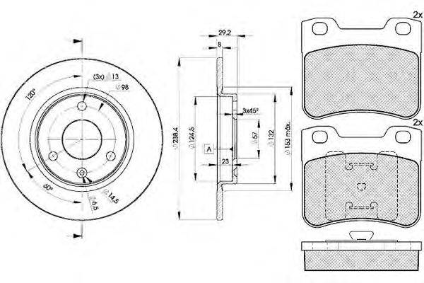 Комплект тормозов, дисковый тормозной механизм REMSA 24701