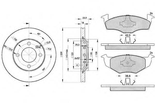 Комплект тормозов, дисковый тормозной механизм REMSA 60902