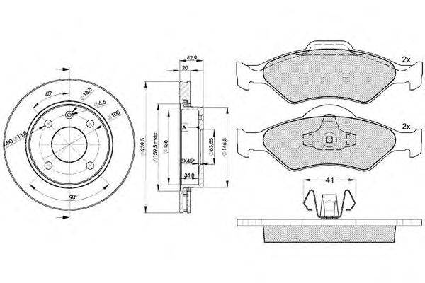 Комплект тормозов, дисковый тормозной механизм ICER 31344-1064