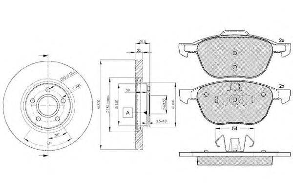 Комплект тормозов, дисковый тормозной механизм ICER 31617-3937