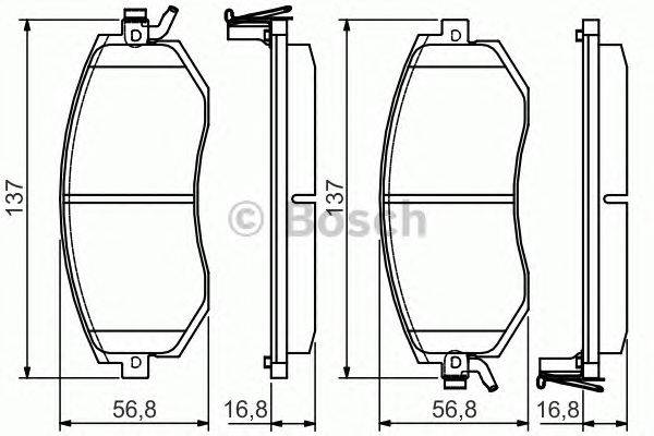 Комплект тормозных колодок, дисковый тормоз BOSCH 23867