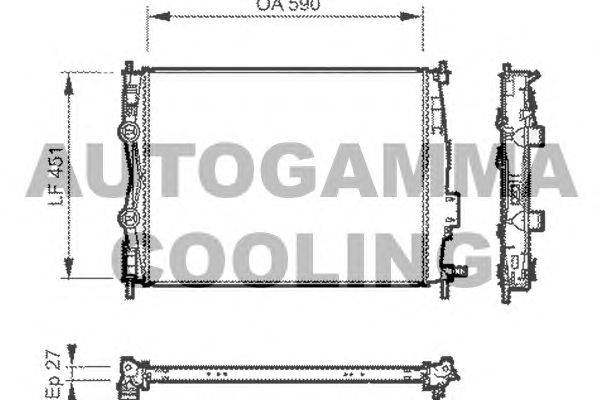 Радиатор, охлаждение двигателя AUTOGAMMA 104529