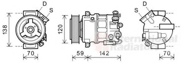 Компрессор, кондиционер VAN WEZEL 3700K578