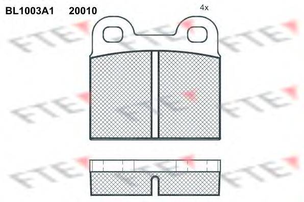 Комплект тормозных колодок, дисковый тормоз FTE 20009