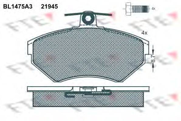 Комплект тормозных колодок, дисковый тормоз FTE BL1475A3
