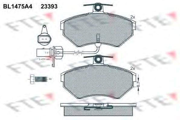 Комплект тормозных колодок, дисковый тормоз FTE BL1475A4