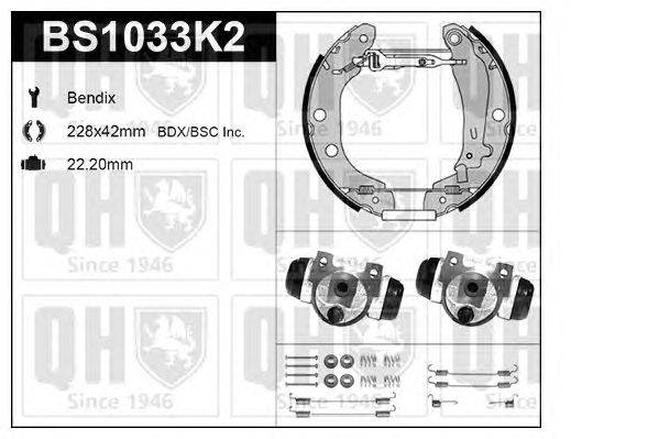 Комплект тормозов, барабанный тормозной механизм QUINTON HAZELL BS1033K2