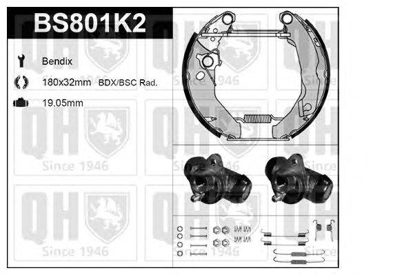 Комплект тормозов, барабанный тормозной механизм QUINTON HAZELL BS801K2