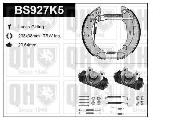 Комплект тормозов, барабанный тормозной механизм QUINTON HAZELL BS927K5