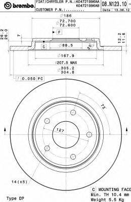 Тормозной диск BREMBO 08.N123.10