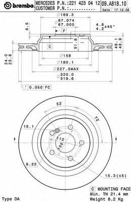 Тормозной диск BREMBO 09.A818.10