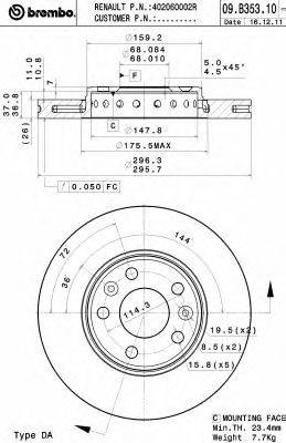 Тормозной диск BREMBO 09B35310