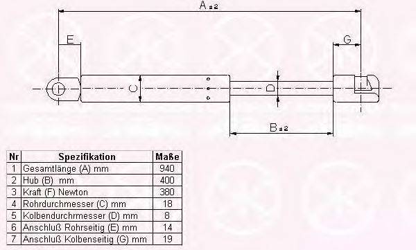 Газовая пружина, капот KLOKKERHOLM 00132800