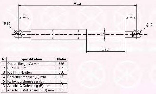 Газовая пружина, крышка багажник KLOKKERHOLM 00097102