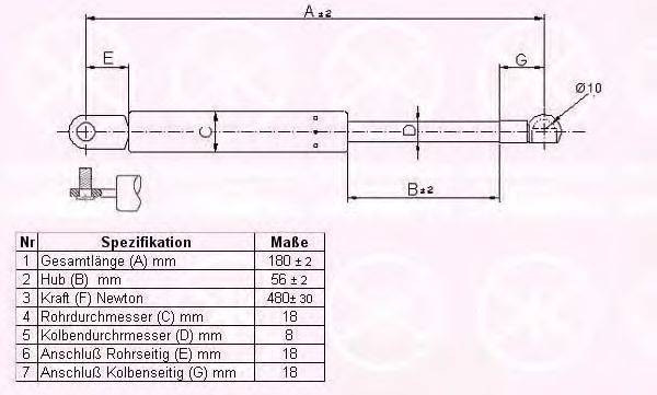 Газовая пружина, крышка багажник KLOKKERHOLM 60377102