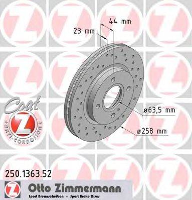 Тормозной диск ZIMMERMANN 250136352