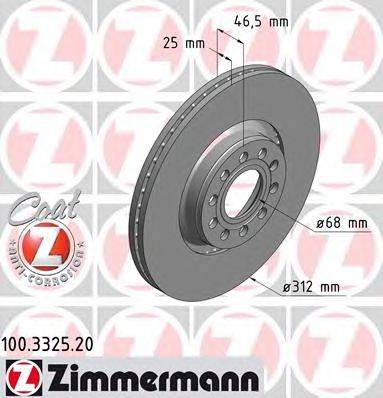 Тормозной диск ZIMMERMANN 100332520