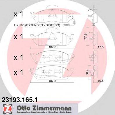 Комплект тормозных колодок, дисковый тормоз ZIMMERMANN 231931651