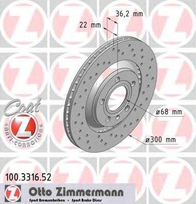 Тормозной диск ZIMMERMANN 100.3316.52