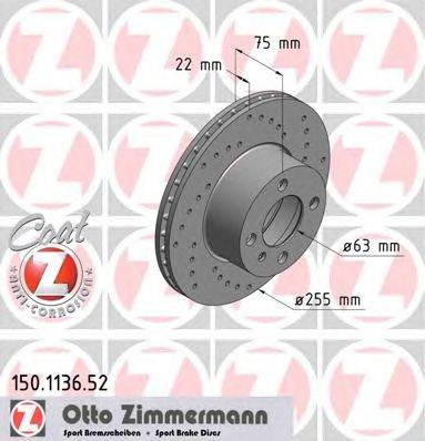 Тормозной диск ZIMMERMANN 150.1136.52