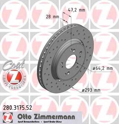 Тормозной диск ZIMMERMANN 280317552