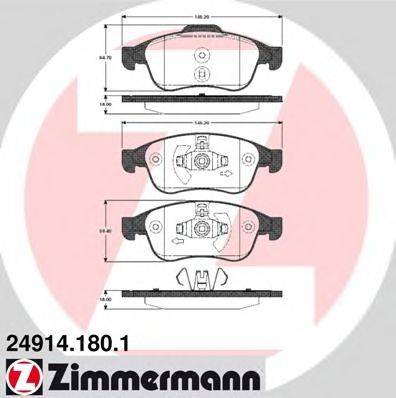 Комплект тормозных колодок, дисковый тормоз ZIMMERMANN 24914.180.1