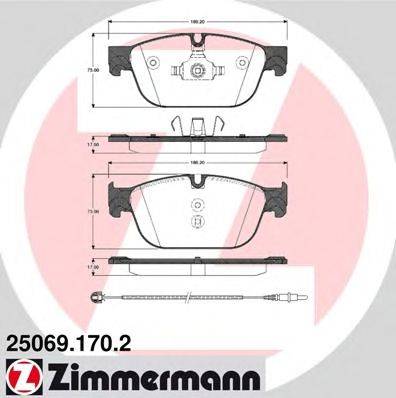 Комплект тормозных колодок, дисковый тормоз ZIMMERMANN 25070