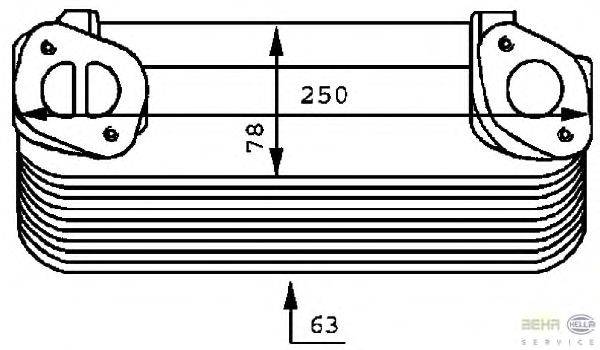 масляный радиатор, двигательное масло HELLA 8MO 376 725-031