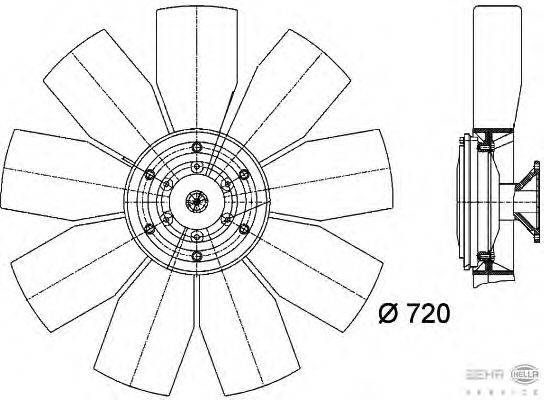 Вентилятор, охлаждение двигателя BEHR HELLA SERVICE 02028